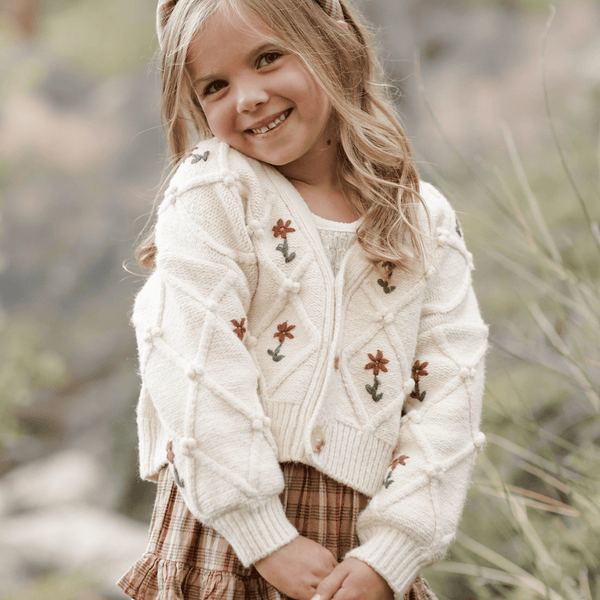 Rylee + Cru - Boxy Cardigan - Winter Floral Embroidery
