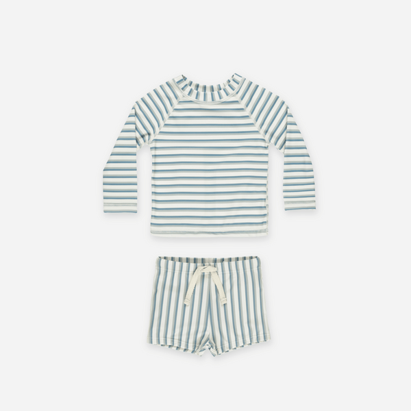 Rylee + Cru - Boys Rashguard Set - Seafoam Stripe