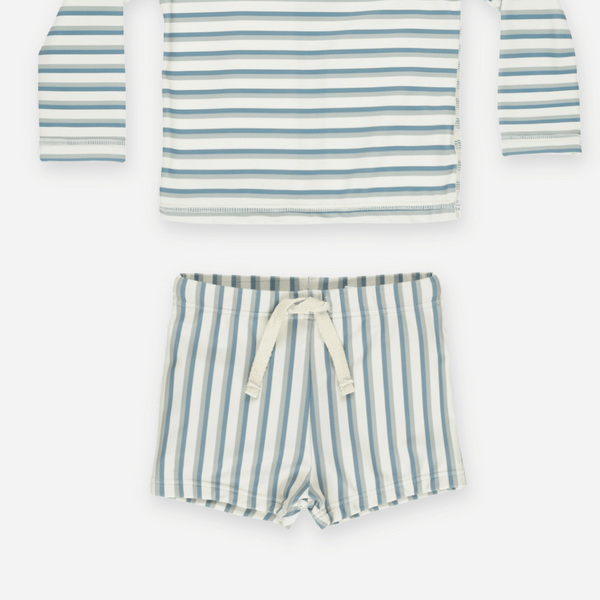 Rylee + Cru - Boys Rashguard Set - Seafoam Stripe