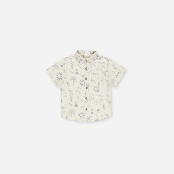 Rylee + Cru - Collared Short Sleeve Shirt - Mediterranean