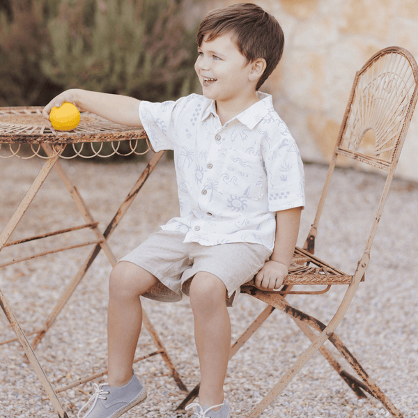 Rylee + Cru - Collared Short Sleeve Shirt - Mediterranean