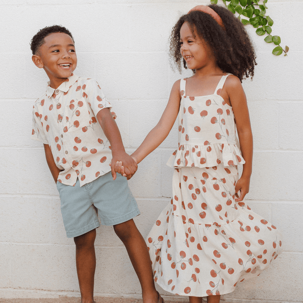 Rylee + Cru - Collared Short Sleeve Shirt - Tomatoes