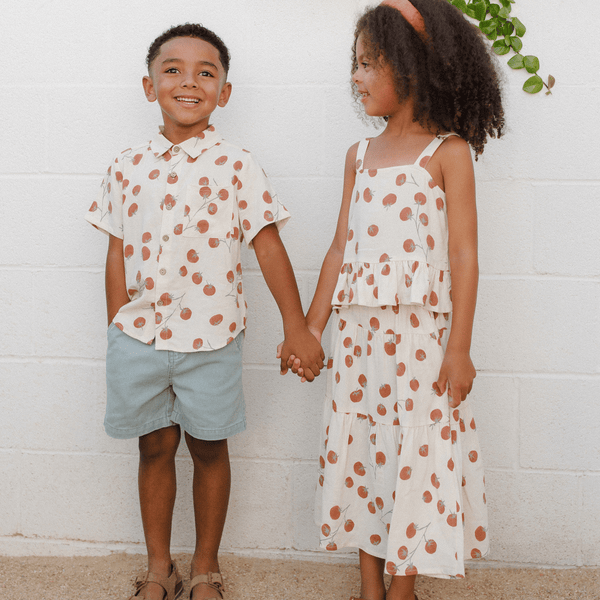 Rylee + Cru - Collared Short Sleeve Shirt - Tomatoes