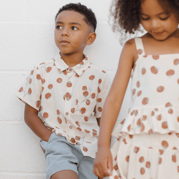 Rylee + Cru - Collared Short Sleeve Shirt - Tomatoes