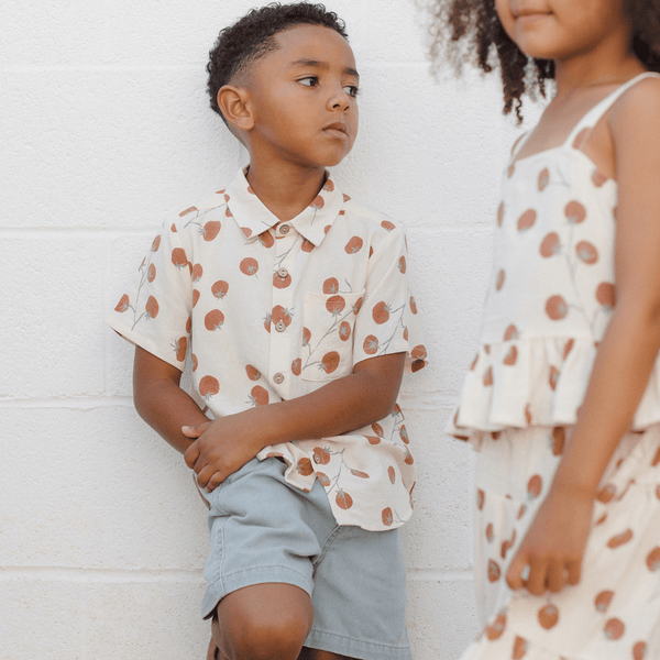 Rylee + Cru - Collared Short Sleeve Shirt - Tomatoes
