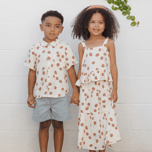 Rylee + Cru - Collared Short Sleeve Shirt - Tomatoes