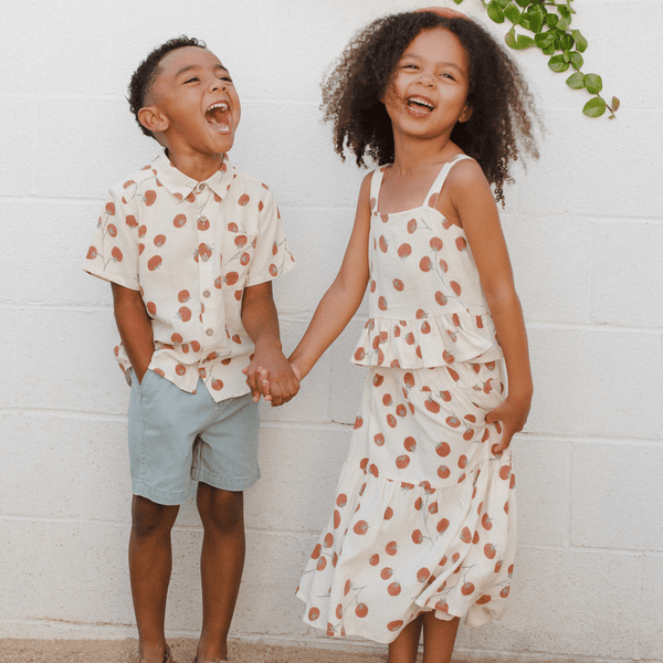 Rylee + Cru - Collared Short Sleeve Shirt - Tomatoes