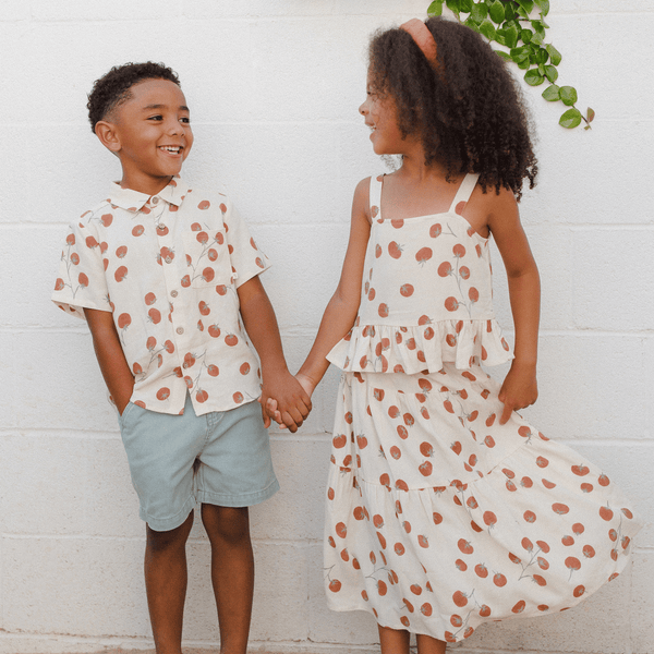 Rylee + Cru - Collared Short Sleeve Shirt - Tomatoes