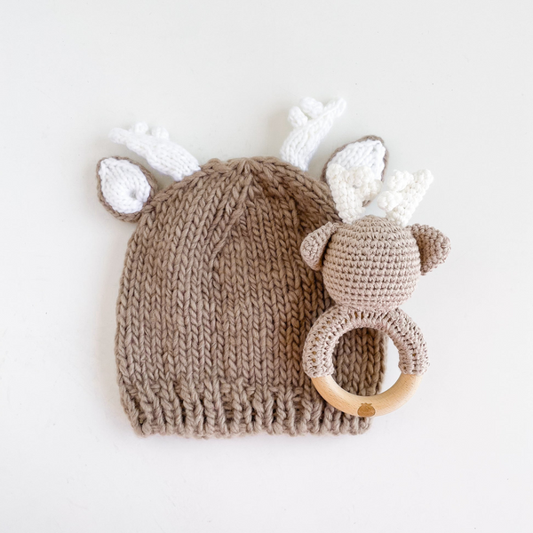 The Blueberry Hill - Cotton Crochet Rattle Teether - Deer