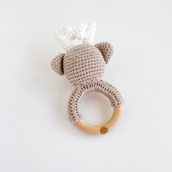 The Blueberry Hill - Cotton Crochet Rattle Teether - Deer