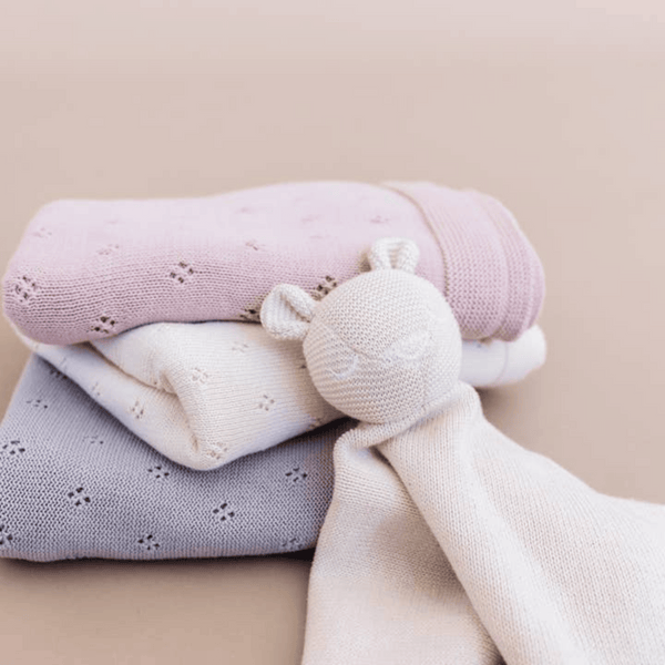 The Blueberry Hill - Heirloom Pique Organic Cotton Baby Blanket - Blush