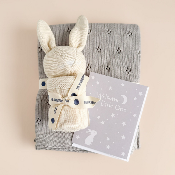The Blueberry Hill - Heirloom Pique Organic Cotton Baby Blanket - Grey