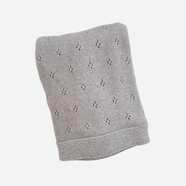 The Blueberry Hill - Heirloom Pique Organic Cotton Baby Blanket - Grey