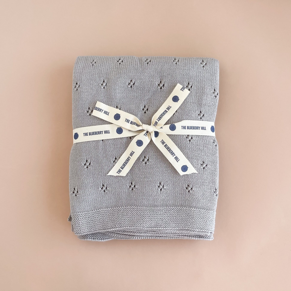 The Blueberry Hill - Heirloom Pique Organic Cotton Baby Blanket - Grey
