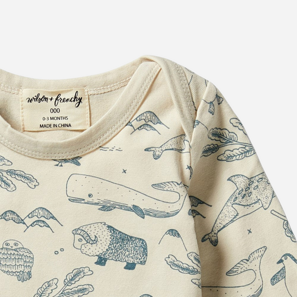 Wilson and Frenchy - Organic Cotton Envelope Bodysuit - Arctic Blast