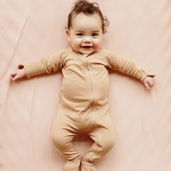 goumikids - Viscose Bamboo Organic Cotton Zipper Jumpsuit - Sandstone