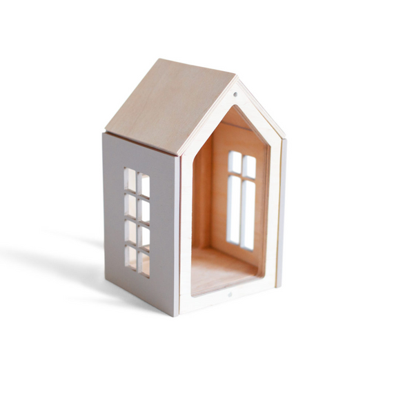 Babai - Medium Wooden Magnetic Dollhouse with Magnets - Grey