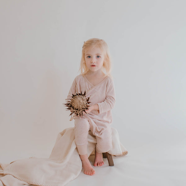 French Terry Kimono Jumpsuit - Blush