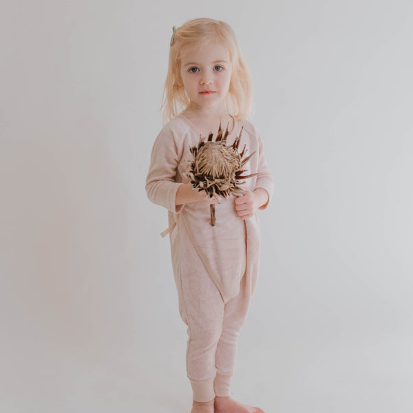 French Terry Kimono Jumpsuit - Blush
