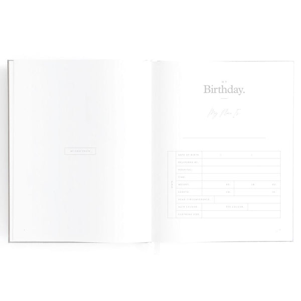 Fox & Fallow Gold-Foil Linen Baby Book with Box - Grey