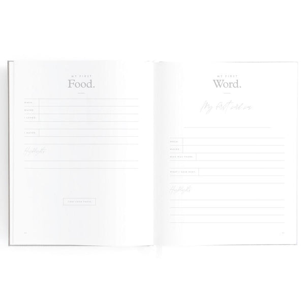 Fox & Fallow - Gold-Foil Linen Baby Book with Box - Grey
