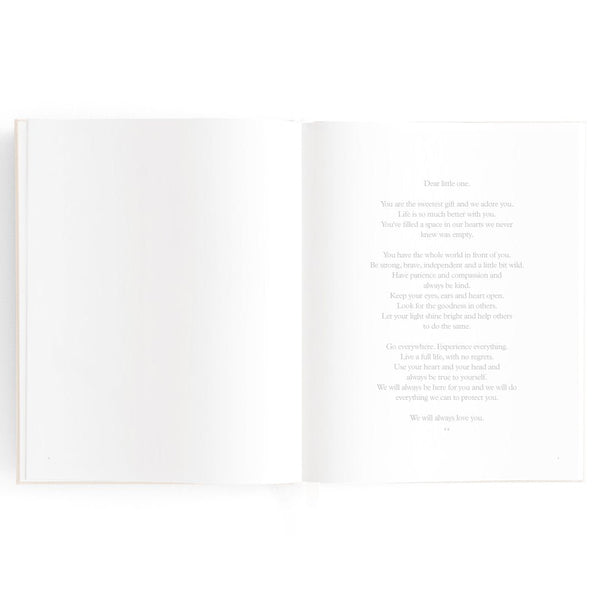 Gold-Foil Linen Baby Book with Box - Buttermilk