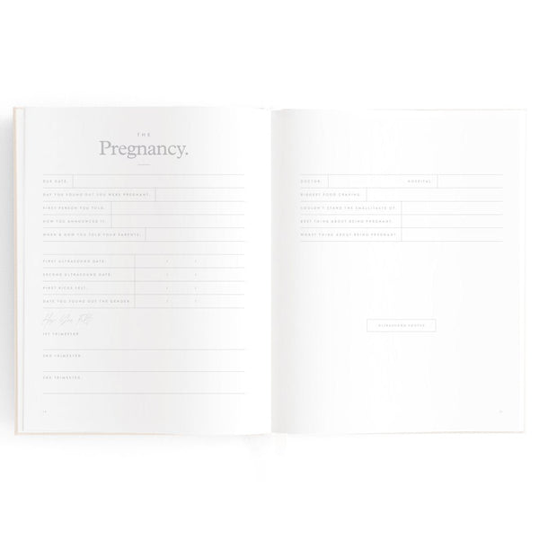 Gold-Foil Linen Baby Book with Box - Buttermilk