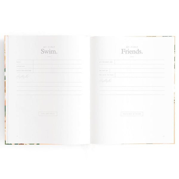 Baby book spread - activities and friends