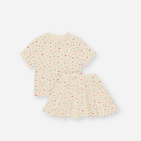 Konges Sløjd - 2-Pack Lin Matching Skirt Set - Multi Hearts