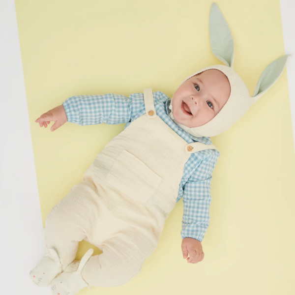 Meri Meri - Bunny Baby Bonnet - Mint & Peach Sparkle