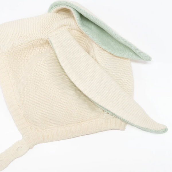 Meri Meri - Bunny Baby Bonnet - Mint & Peach Sparkle