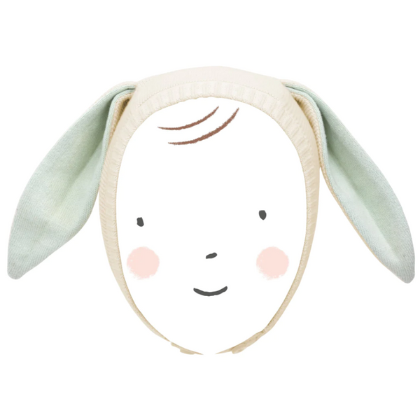 Meri Meri - Bunny Baby Bonnet - Mint & Peach Sparkle