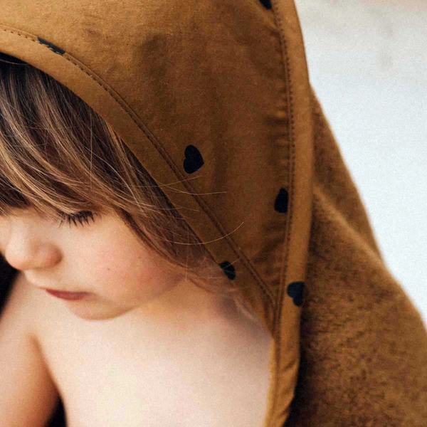 Rose in April - Cotton Terry Hooded Towel - Hearts