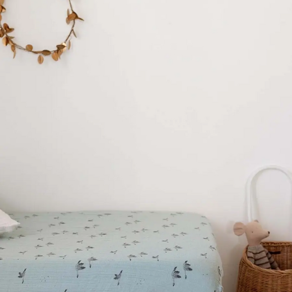 Rose in April - Olivia Fitted Sheet - Goose / Bluey Grey - M