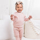 african american toddler in blush cruz organic baby joggers
