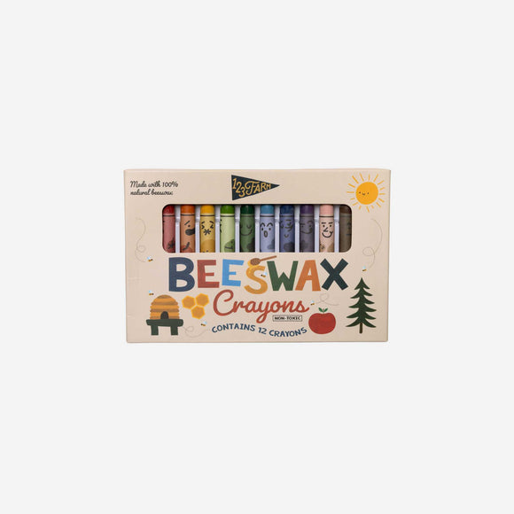 123 Farm - 12 Beeswax Crayons – Non-Toxic, Kid-Friendly Design