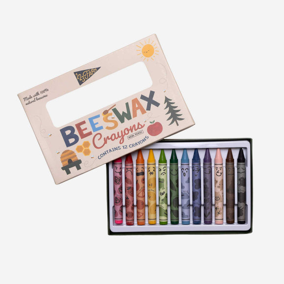 123 Farm - 12 Beeswax Crayons – Non-Toxic, Kid-Friendly Design