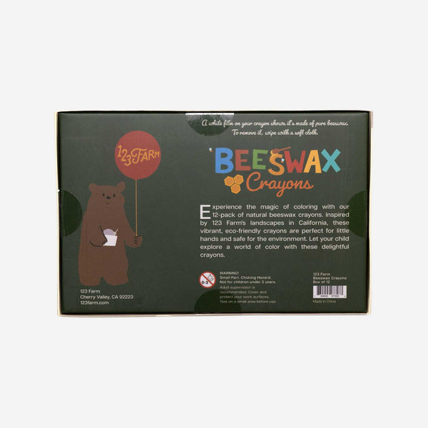 123 Farm - 12 Beeswax Crayons – Non-Toxic, Kid-Friendly Design