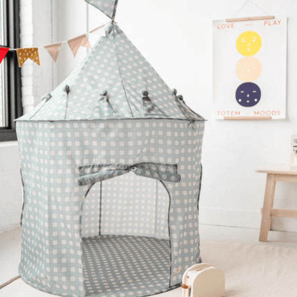 3 Sprouts - Children's Play Tent - Gingham Blue