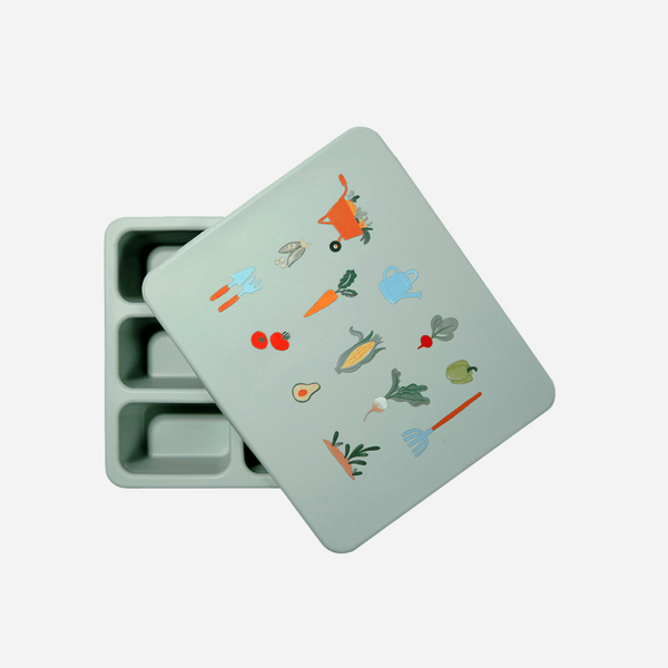 Austin Baby Co - Silicone Bento Box - Veggie Garden Robin's Egg Blue