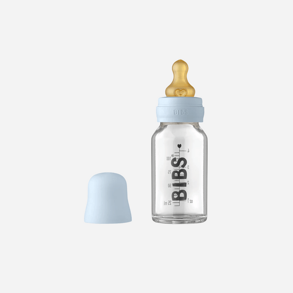 BIBS USA - Glass Baby Bottle Complete Set 110ml - Baby Blue