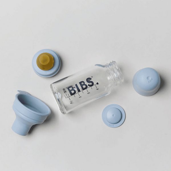 BIBS USA - Glass Baby Bottle Complete Set 110ml - Baby Blue