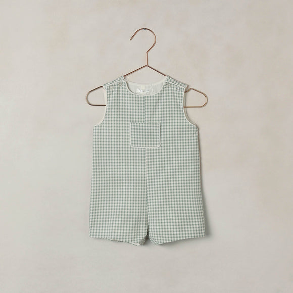 Baby Boy Easter Romper | Georgie Romper in Eucalyptus Check by Noralee