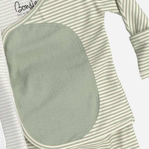Bonsie Skin to Skin Babywear - Skin to Skin Footie - Mint Twist Stripe