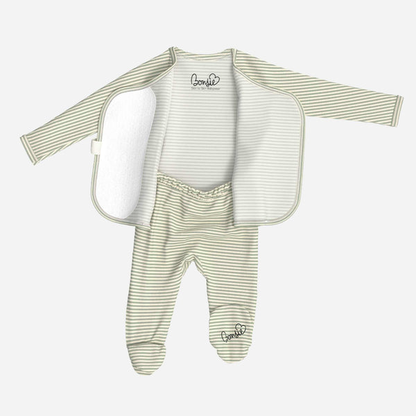Bonsie Skin to Skin Babywear - Skin to Skin Footie - Mint Twist Stripe