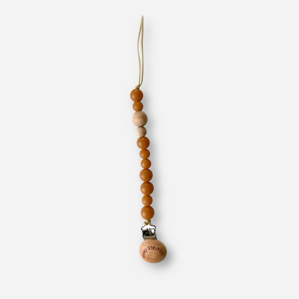 Chewable Charm - Classic Pacifier Clip - Wood + Natural Heava Rubber