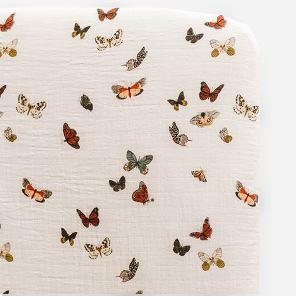 Clementine Kids - Butterfly Migration Cotton Muslin Crib Sheet