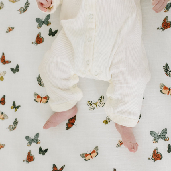 Clementine Kids - Butterfly Migration Cotton Muslin Crib Sheet