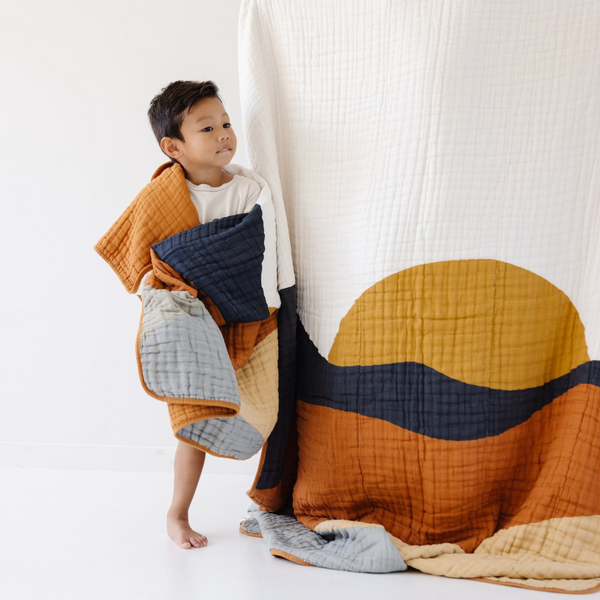 Clementine Kids - Large Sunset Cotton Muslin Throw Blanket
