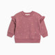 Colored Organics - Abbey Fleece Ruffle Sleeve Pullover Sweatshirt - Hearts / Raspberry